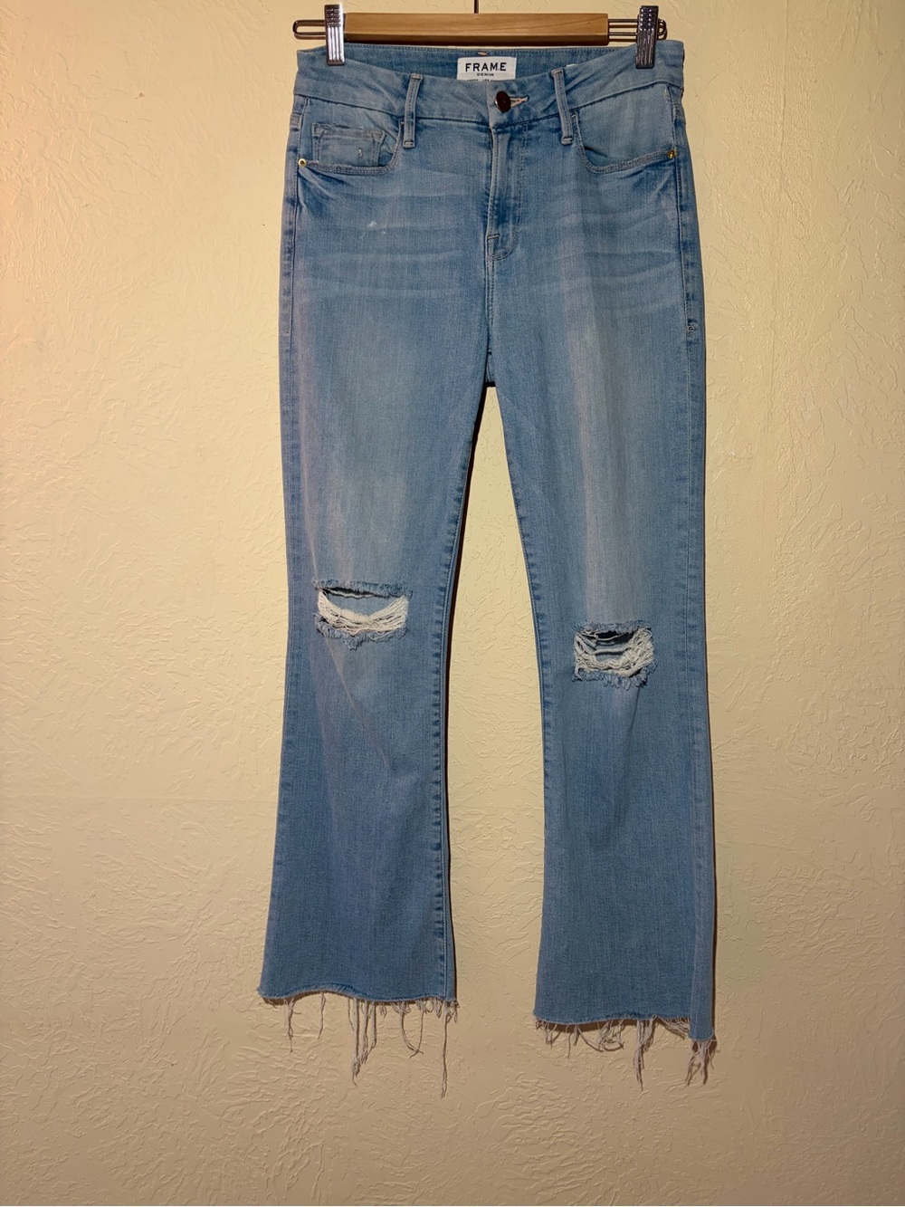 Frame Denim Light Blue Distressed Crop Jeans